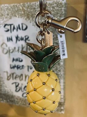 COACH Pineapple 3D Bag Charm Keychain Style No. F27699 Gold/Yellow NWT